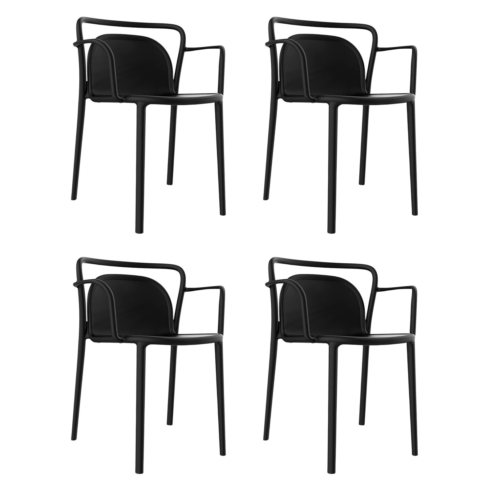 Satz von 4 schwarzen Stühlen von Mowee im Angebot