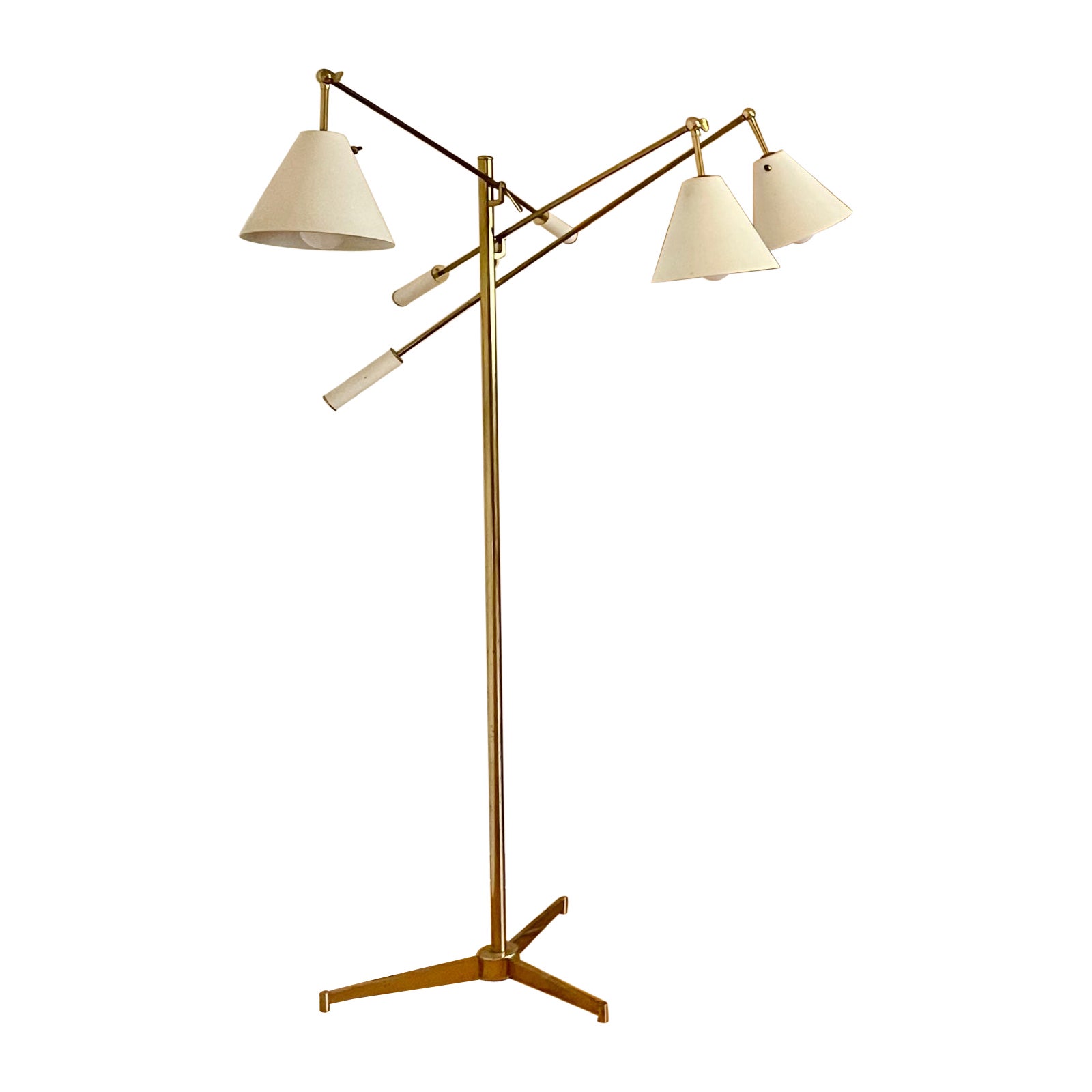 Angelo Lelii for Arredoluce Model 12128 Triennale Floor Lamp Brass & White