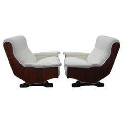 Vintage Pair of Italian Modern Sculptural Lounge Chairs Inspired By Paolo Buffa