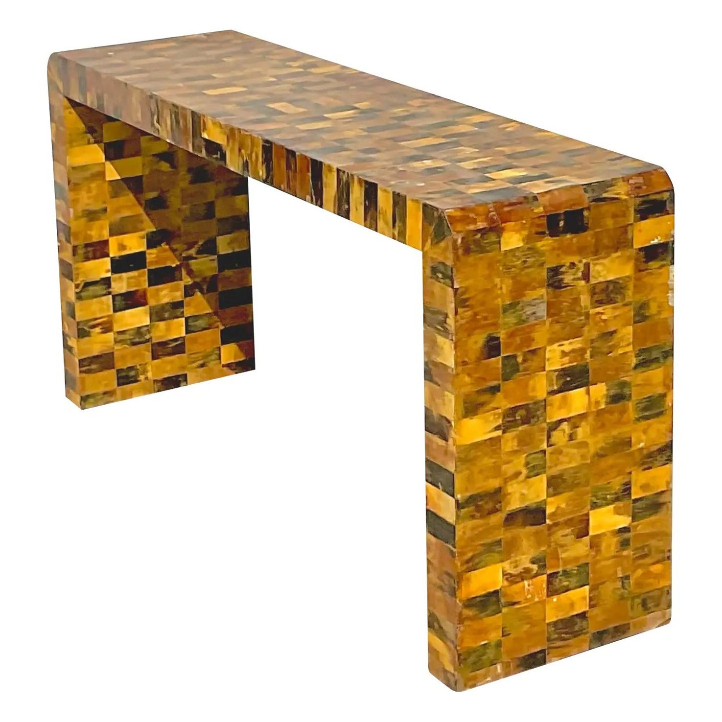 Late 20th Century Vintage Boho Tessellated Horn Waterfall Console Table