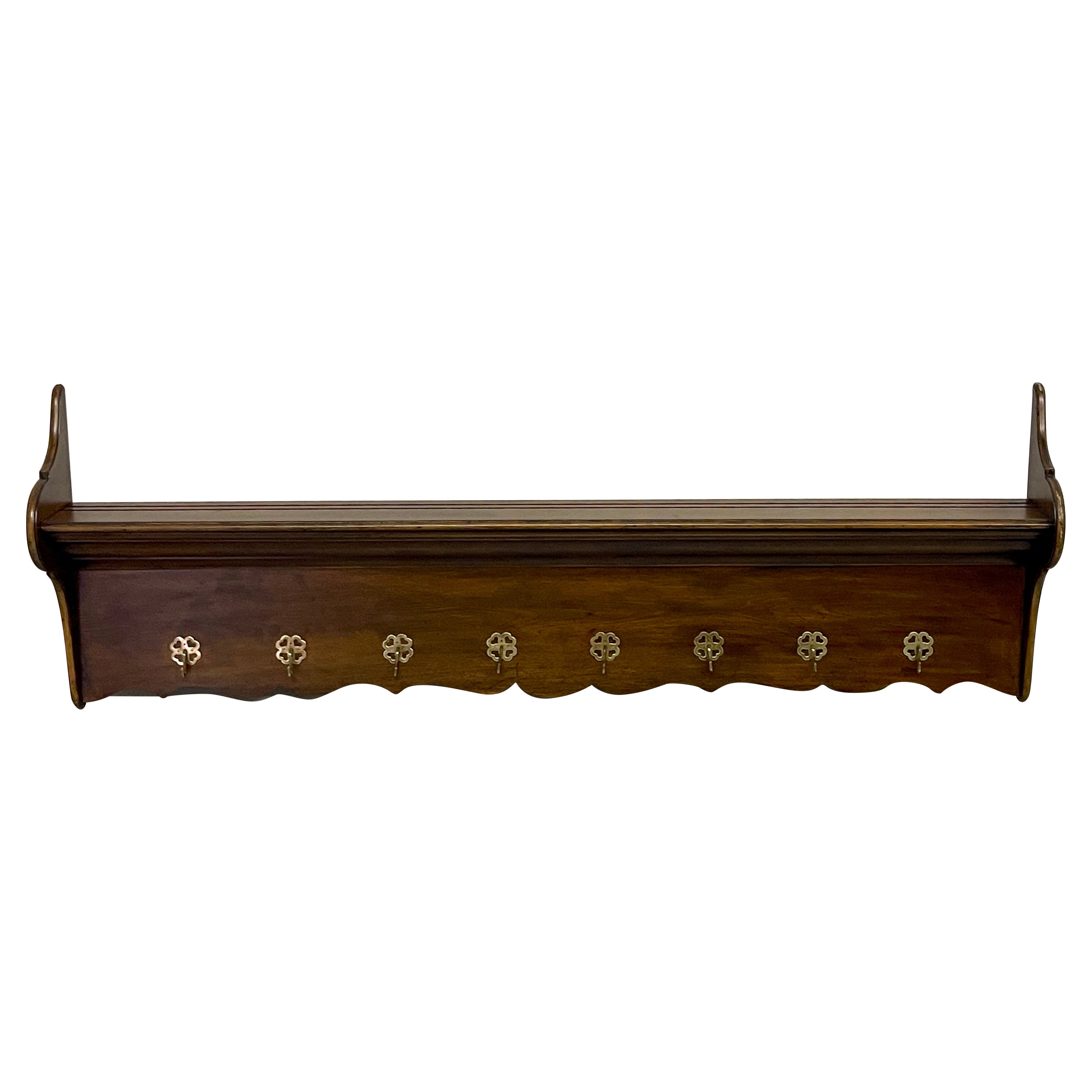 Antique Irish Mahogany & Brass Hanging Coat /Plate Rack or Kitchen Rack For Sale