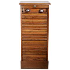 French Oak Tambour Front File Cabinet