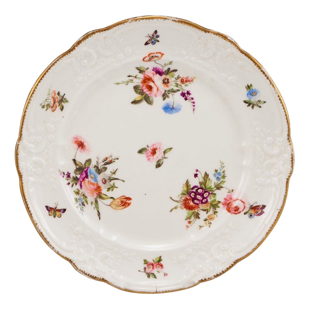 Nantgarw Porcelain Plate with Moulded Rim, 1813-1822 For Sale