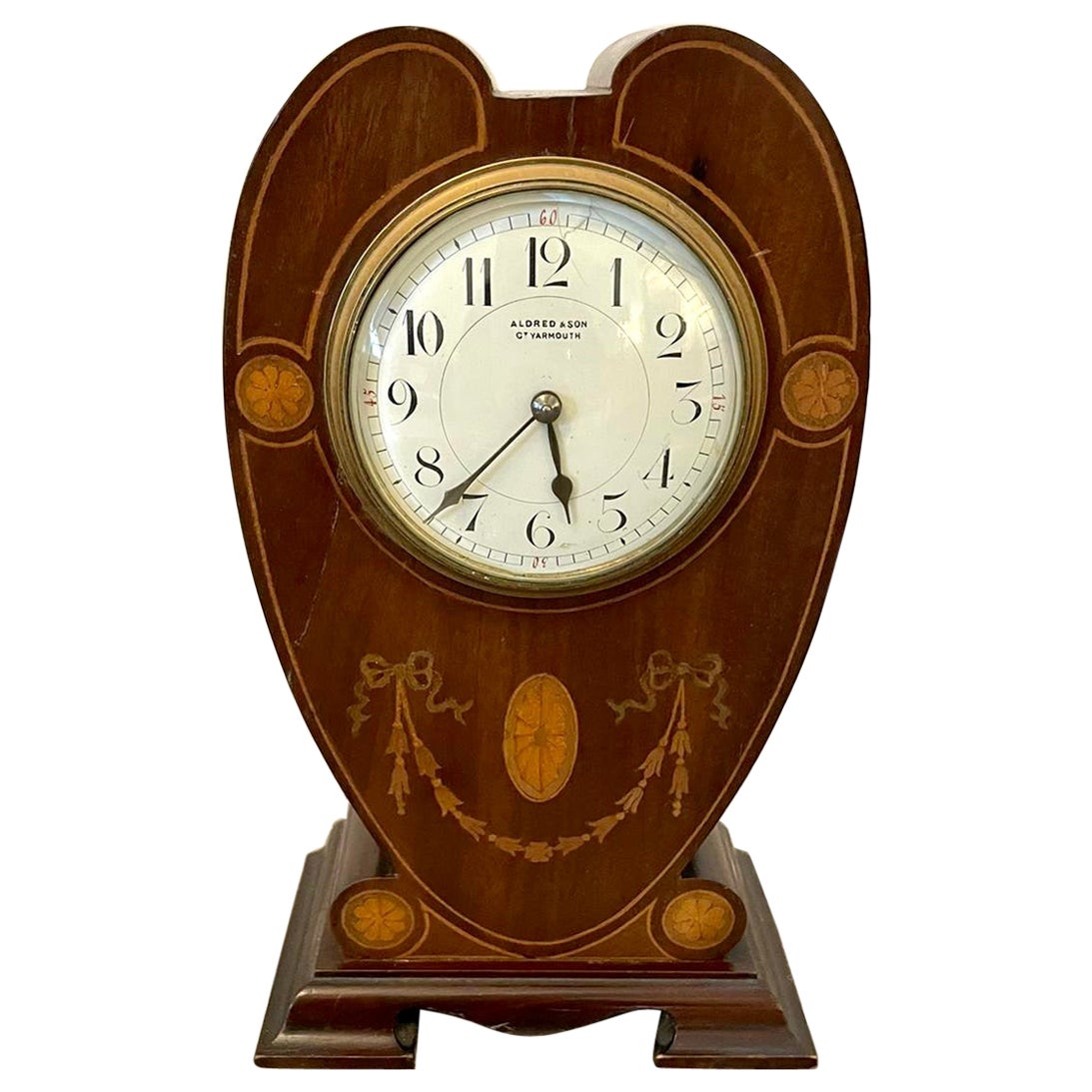 Antique Edwardian Inlaid Mahogany Mantel Clock
