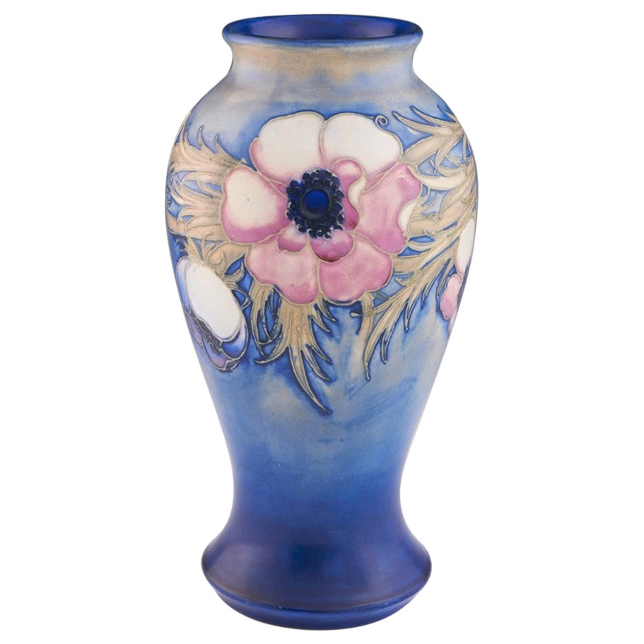 William Moorcroft Salt Glaze Anemone Vase, circa 1938 For Sale