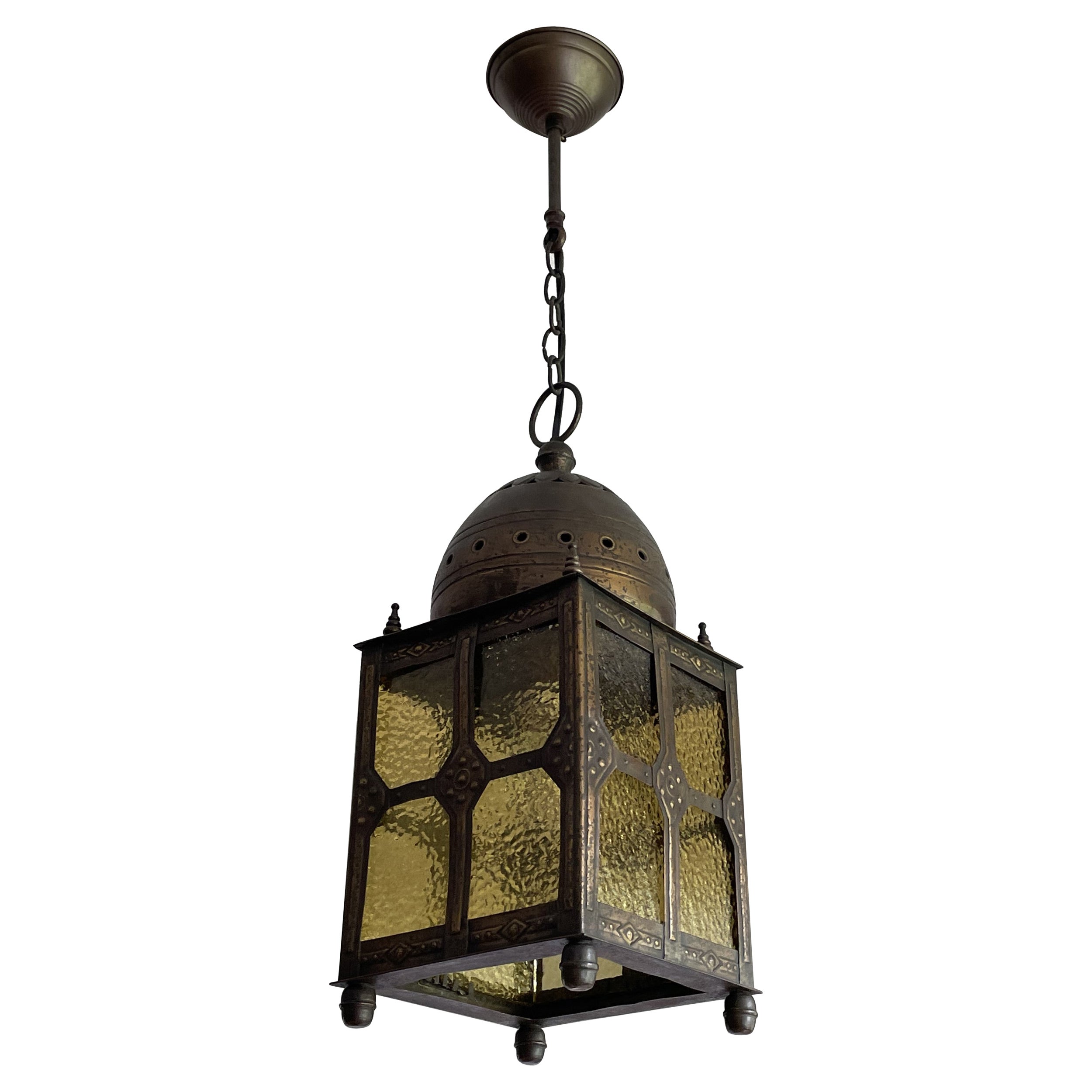 Rare Antique Brass, Islamic Mosque or Temple Dome Design Lantern / Pendant Light For Sale