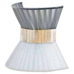 “Tiffany” Wall Lamp Bow Tie 25, Bicolor Silver Silk, Satin Brass, Silvered Glass