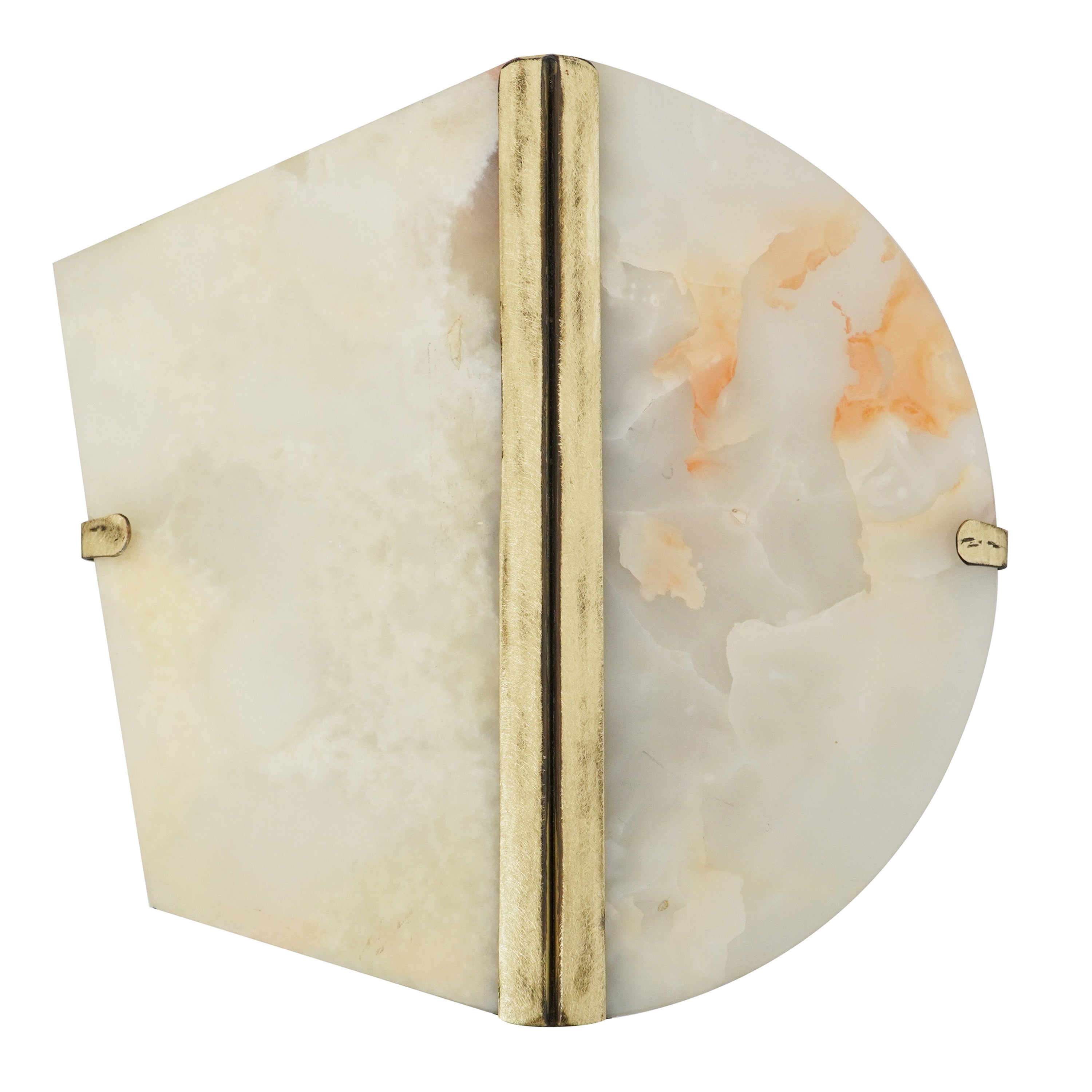 “Two Be” Wall Lamp, Onyx Stone, Brass For Sale