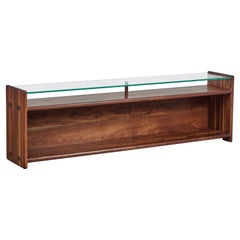 Retro Gerald McCabe Console in Shedua with Glass Top