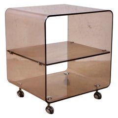 Plexiglass Side Table on Wheels by Michel Dumas for Roche Bobois, 1970s