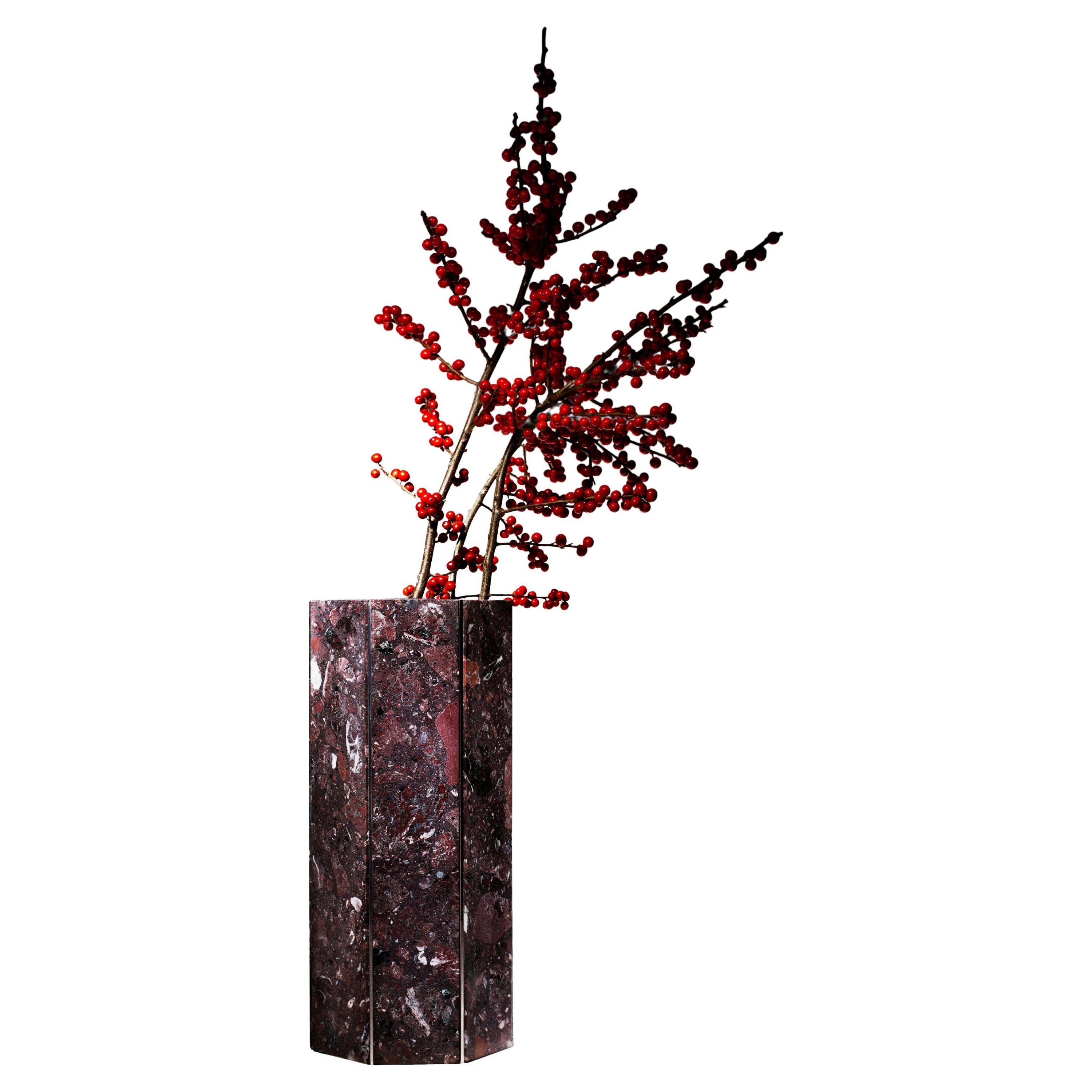 Rosso Levanto Terrazzo Heptagonal Narcissus 2017 Vase by Tino Seubert For Sale