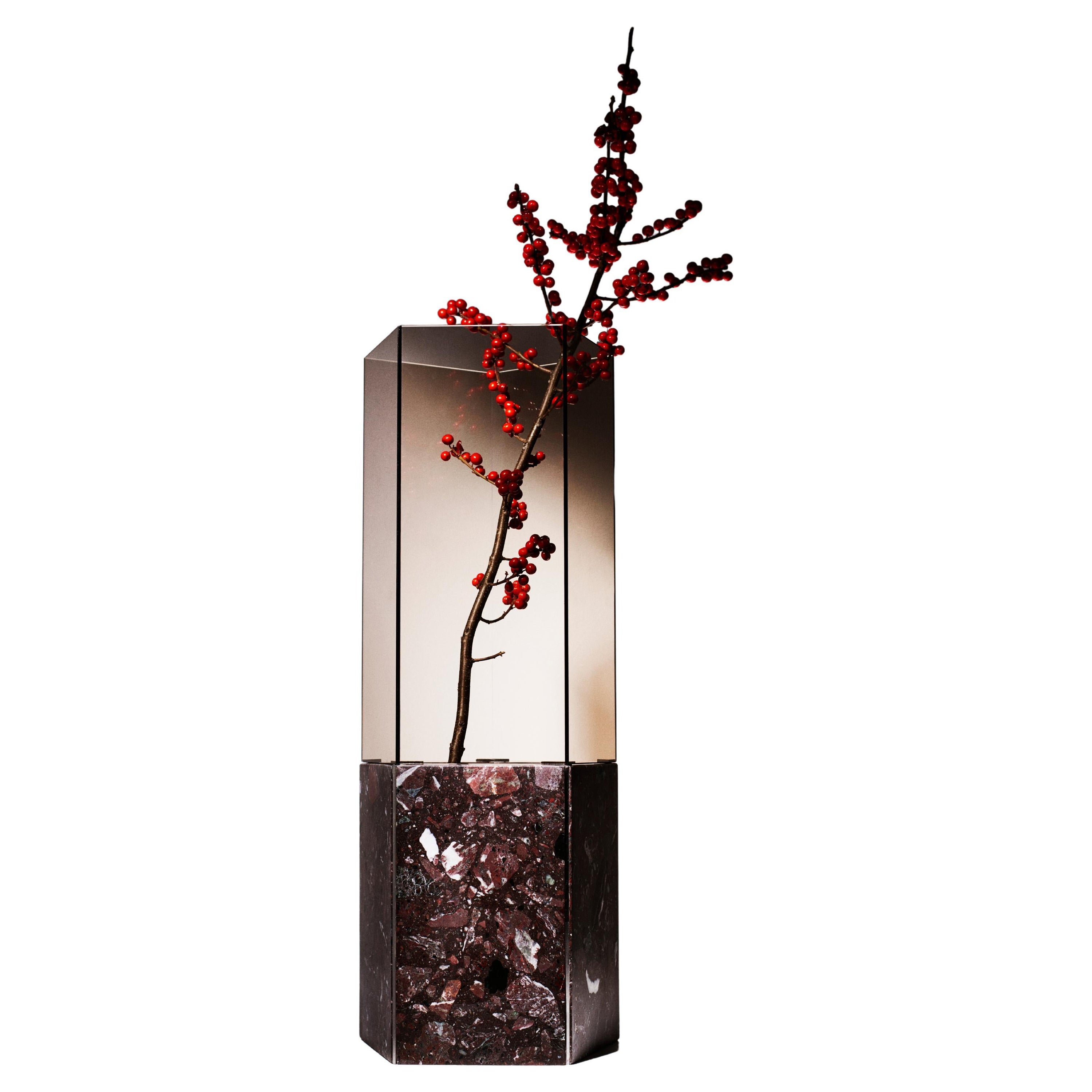 Rosso Levanto Terrazzo Pentagonal Narcissus 2017 Vase by Tino Seubert For Sale