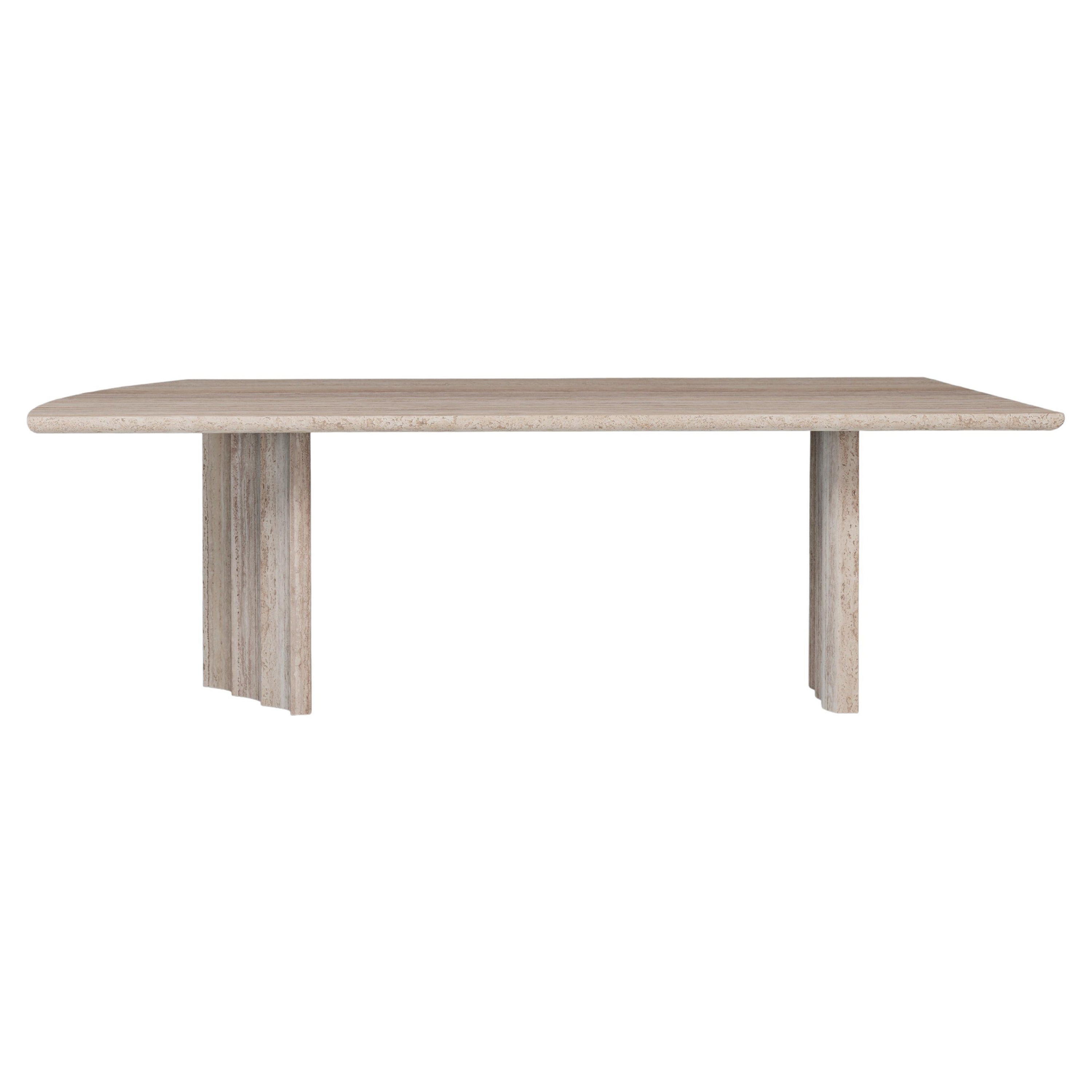 Travertine Dining Table by Tino Seubert For Sale