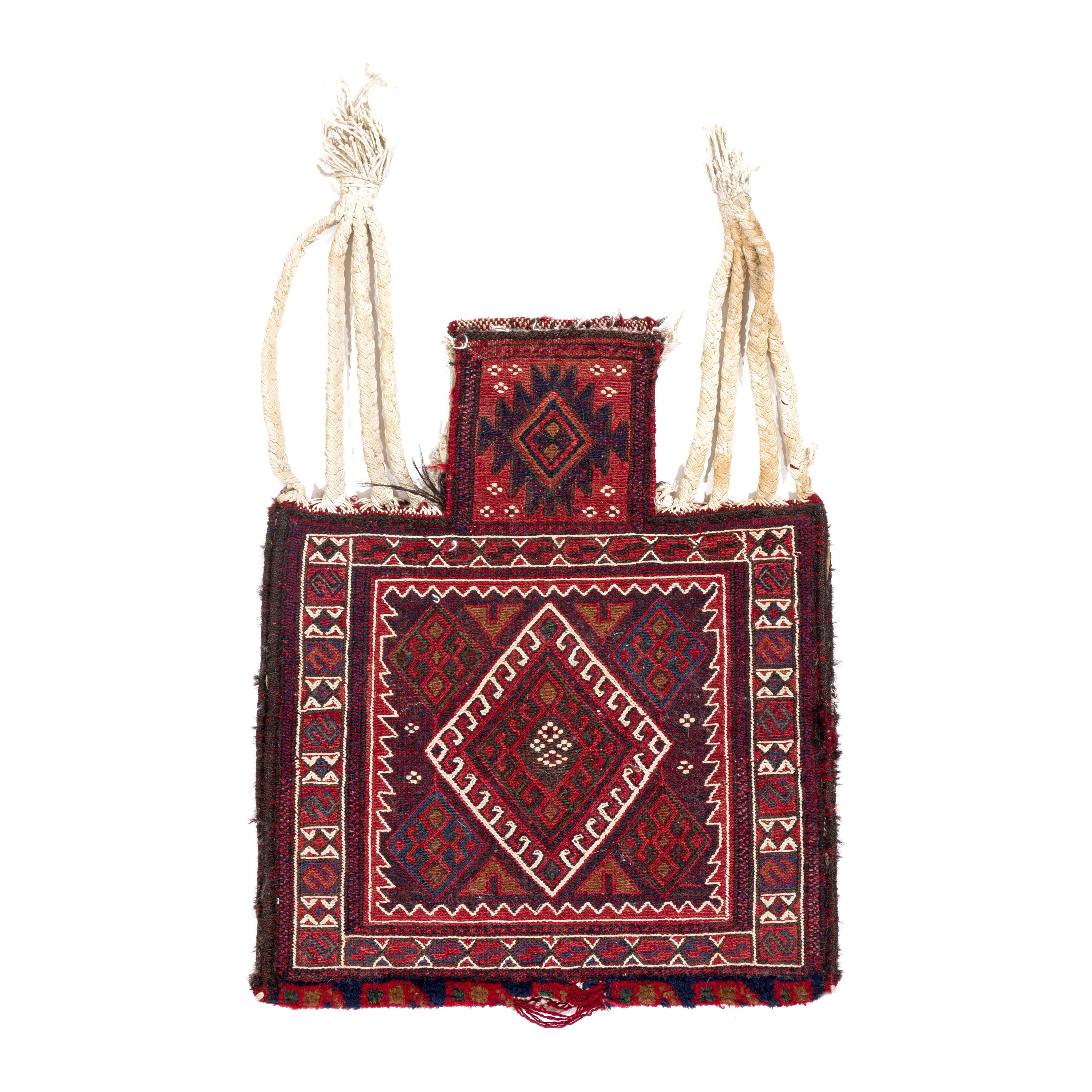 Rare Vintage Turkish Salt Bag, Decorative Handmade Wall Hanging in Red For Sale