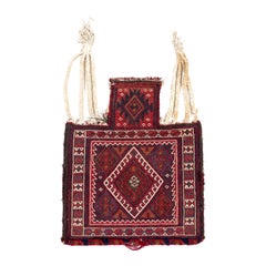 Rare Vintage Turkish Salt Bag, Decorative Handmade Wall Hanging in Red