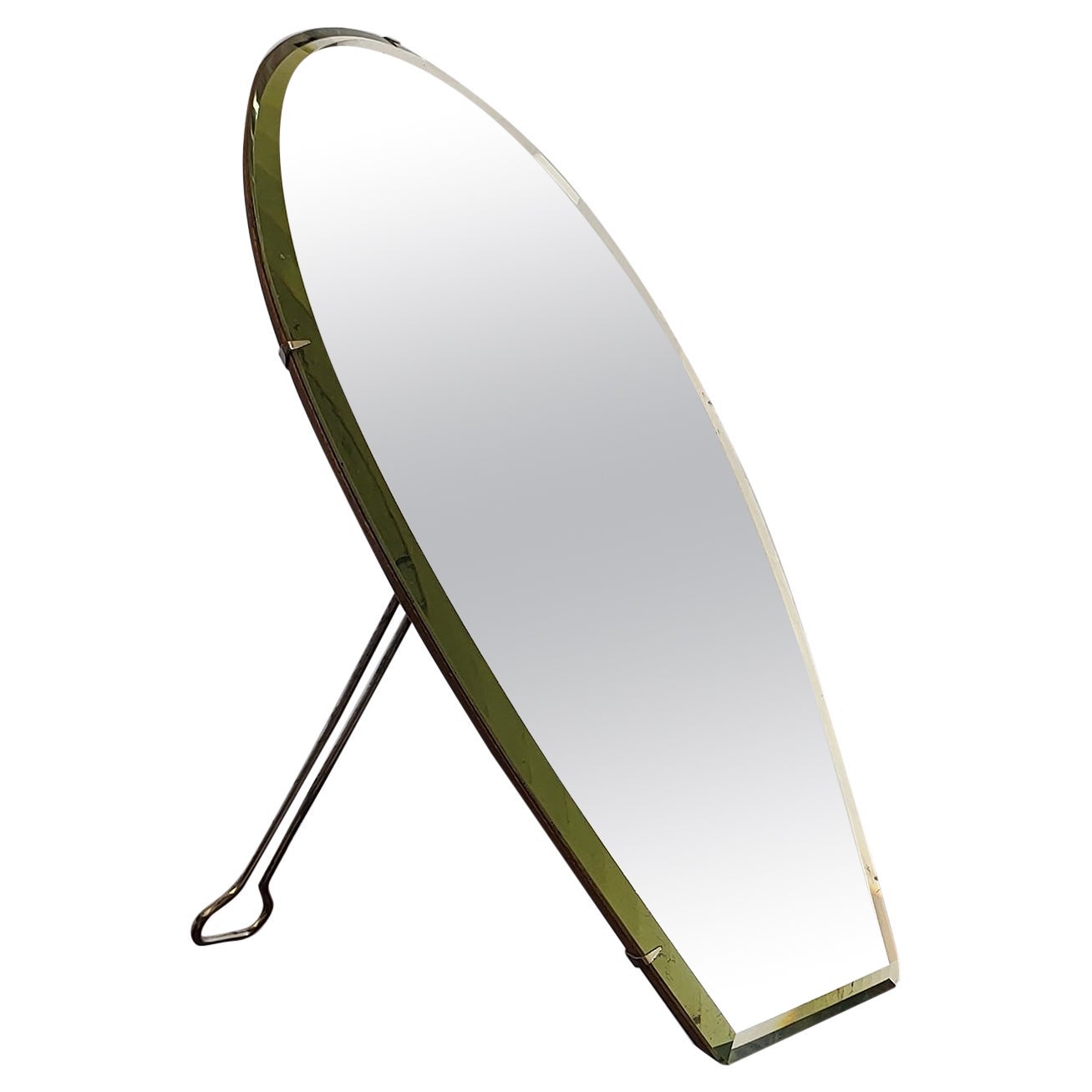 20th Century Vanity Mirror in Crystal and Wood by Tenca & C Italy