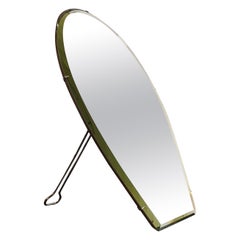 Miroir de courtoisie du 20e siècle en cristal et Wood A.I.C. Italie