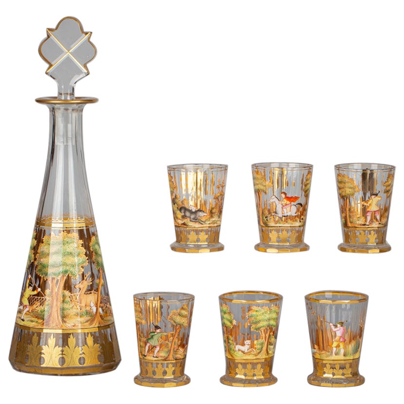 Ensemble de liqueurs en verre autrichien de style Lobmeyer, vers 1860 en vente