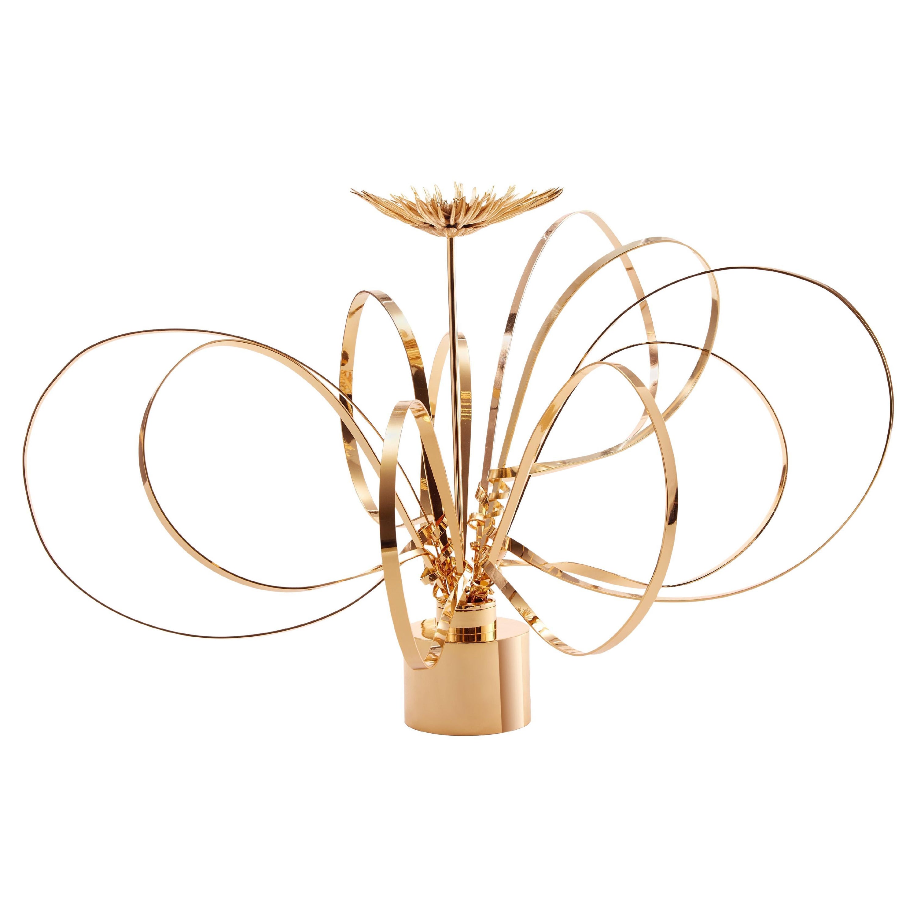 Golden Swirls and Mum Sculpture by Art Flower Maker For Sale