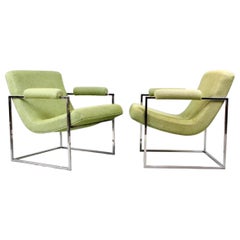 Pair of Midcentury Signed Thayer Coggin Milo Baughman Scoop Lounge Chairs