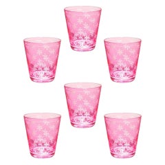 Ensemble de six gobelets en verre rose Sofina Boutique Kitzbuehel de style campagnard
