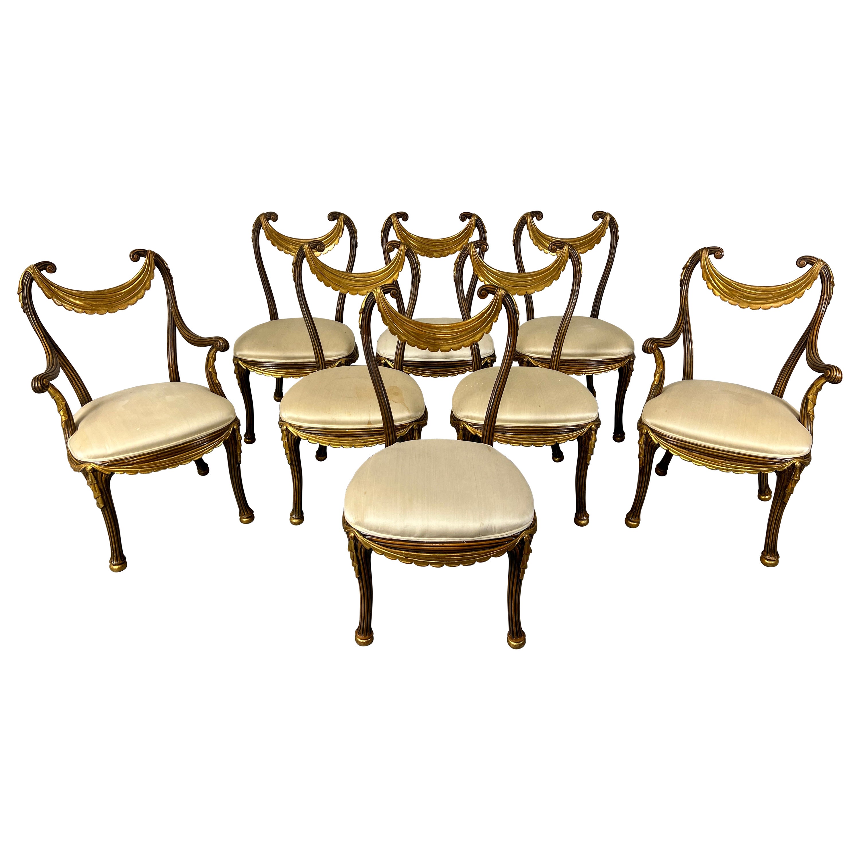 1930s Italian Partial Gilt Dining Chairs