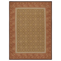 Rug & Kilim’s Aubusson Style Flatweave in with Beige-Brown Floral Pattern