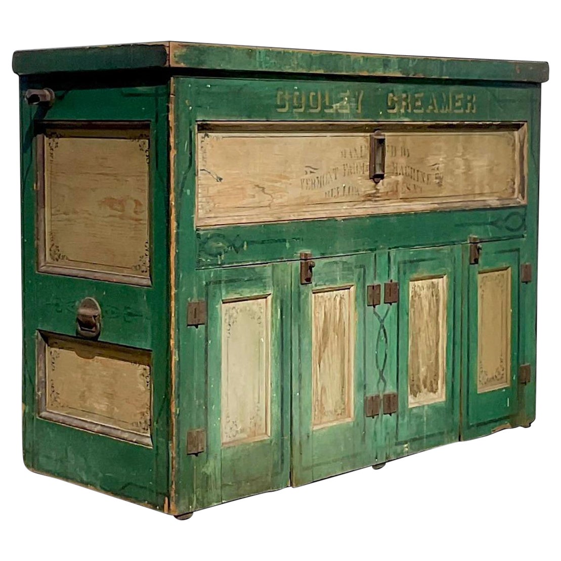 Early 20th Century Rustic A.H. Reid Creamery Cabinet