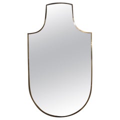 Used Italian Modern Brass Shield Shaped Mirror