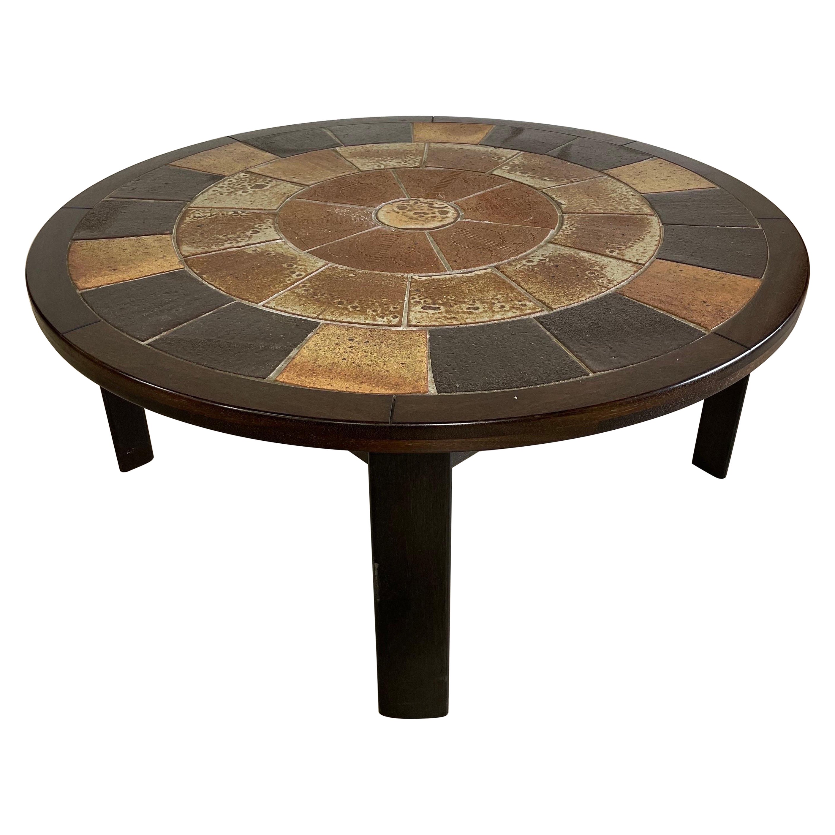 Tue Poulsen for Haslev Møbelsnedkeri Round Tile Top Coffee Table Midcentury