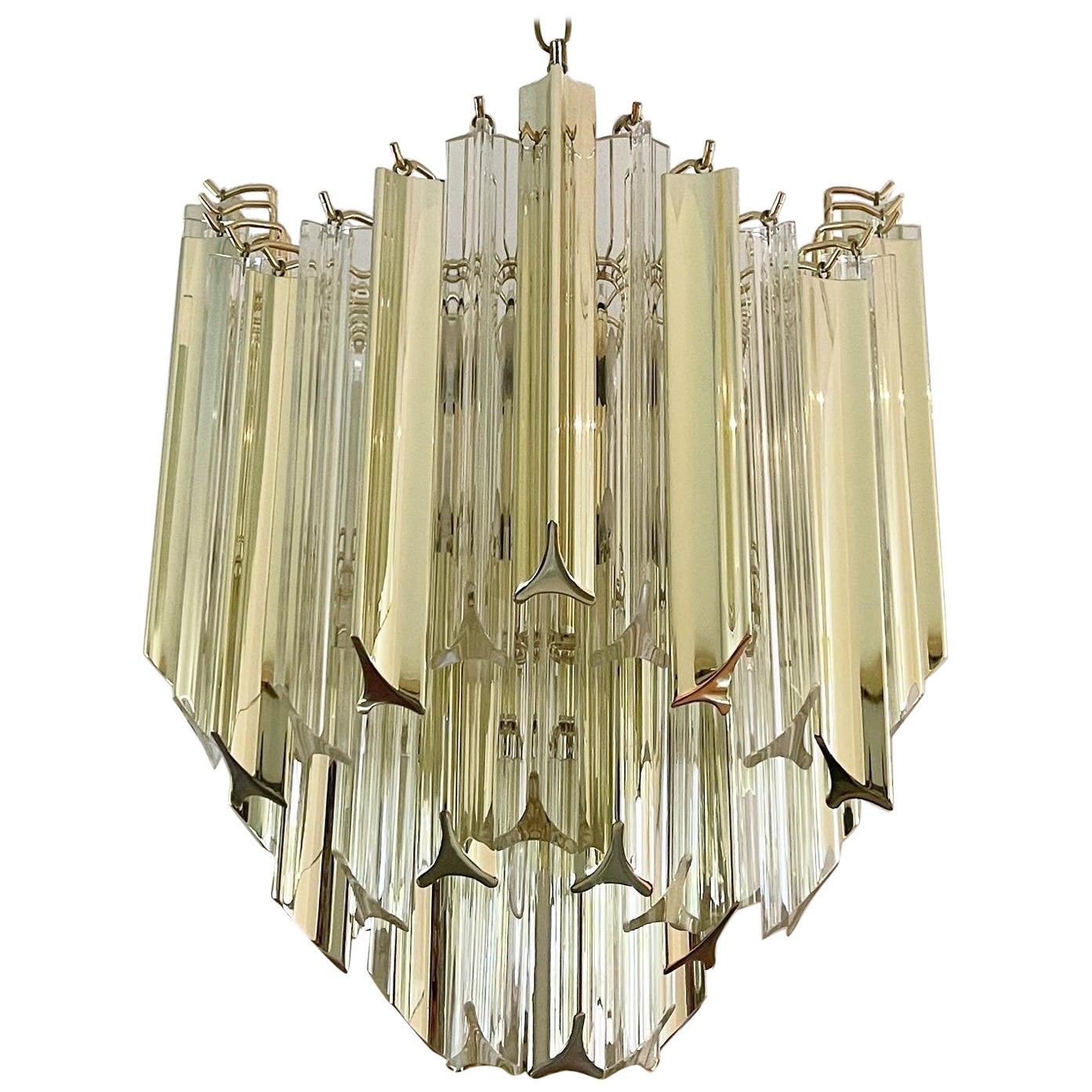Art Deco Smoked Gold and Clear Lucite Chandelier For Sale
