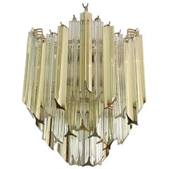 Art Deco Smoked Gold and Clear Lucite Chandelier