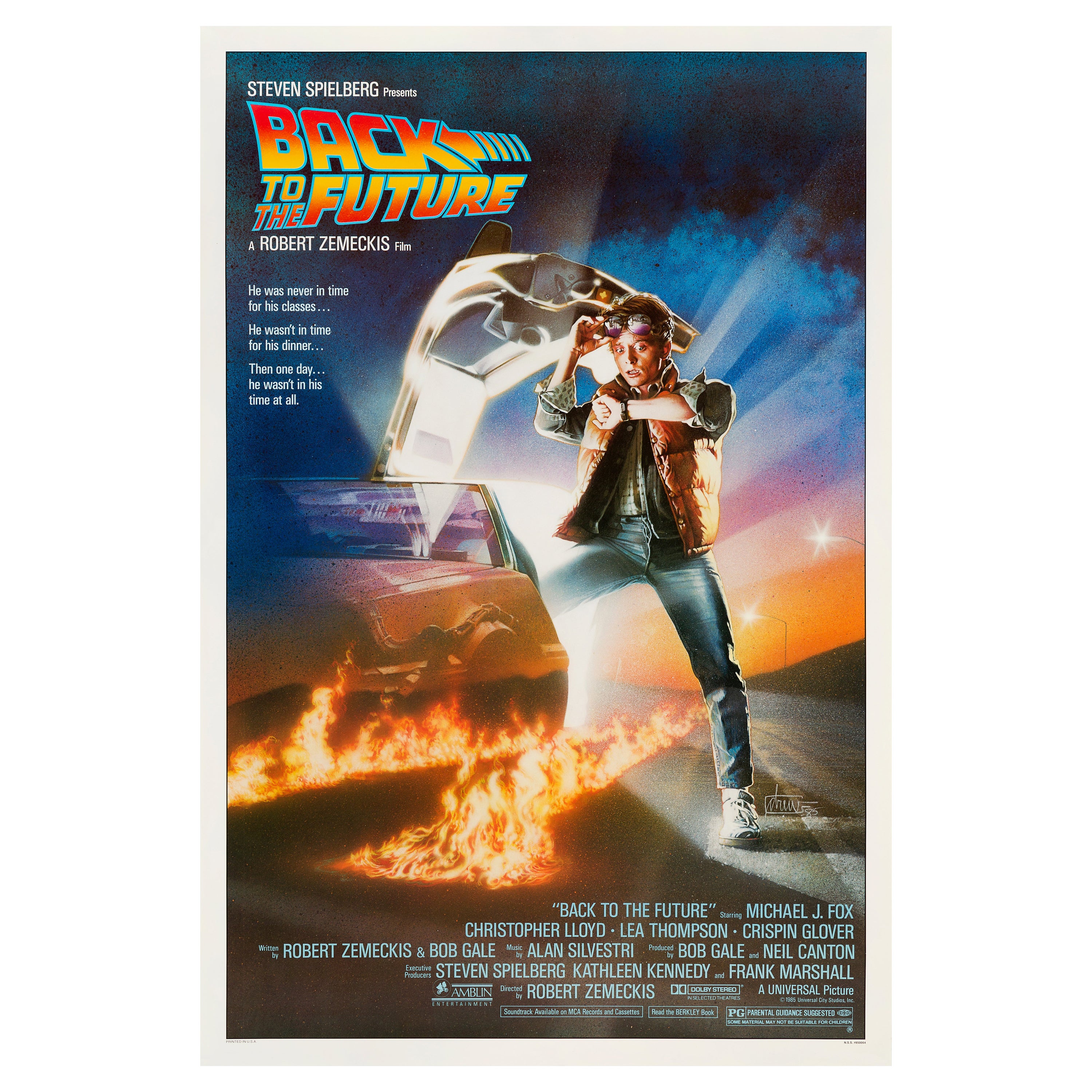 'Back to the Future' Original Us One Sheet Movie Poster by Drew Struzan, 1985 For Sale