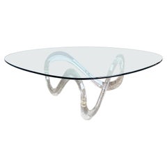Postmodern Infinity Lucite Glass Top Coffee Table