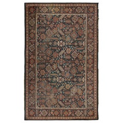 Antique Shiraz-Style Voysey Rug in Blue with Floral Pattern
