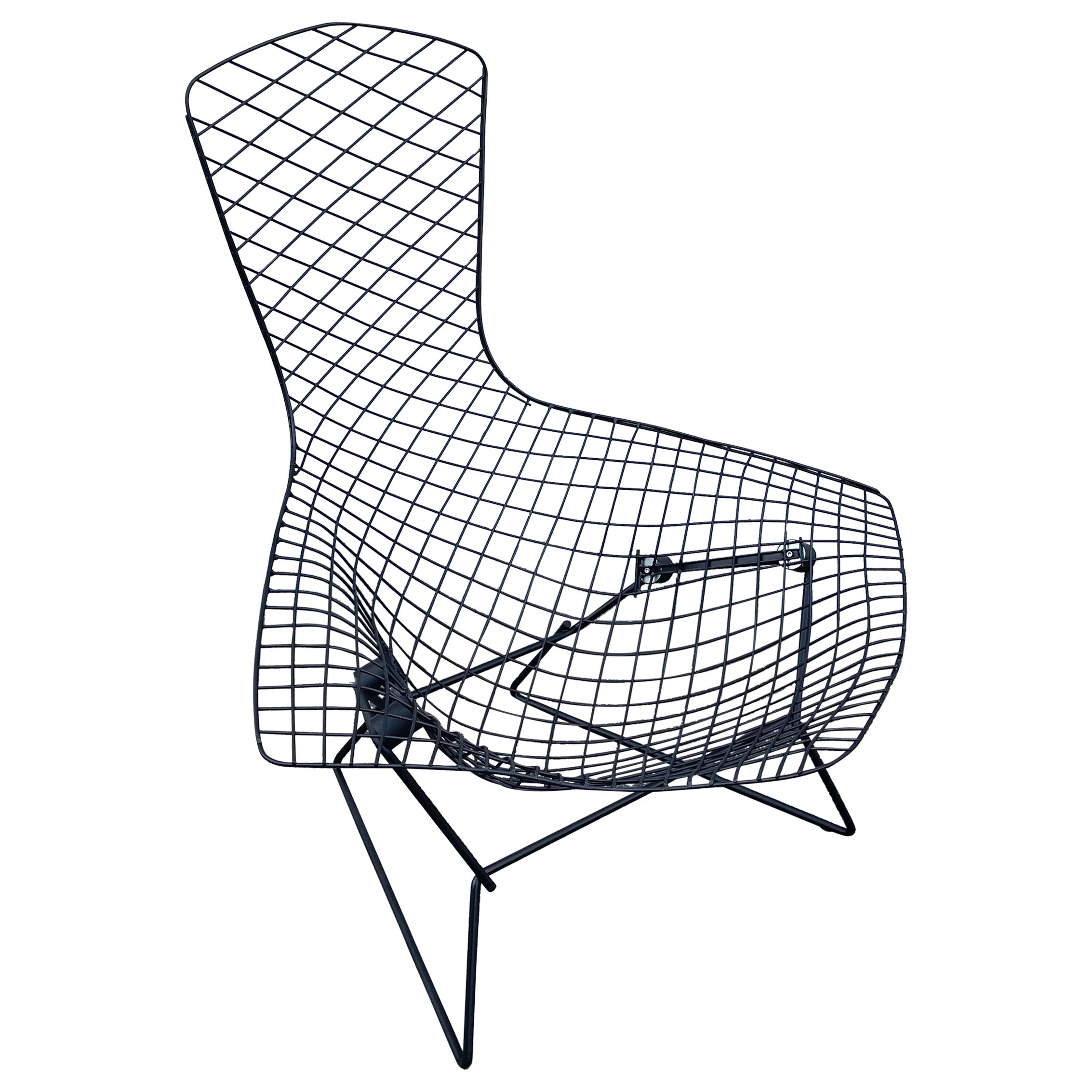 Black Lounge Chair "Bird Chair" by Harry Bertoia for Knoll Mid Century For Sale