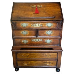 18th Century George II Miniature Campaign Bureau Chest on Later Chest Stand