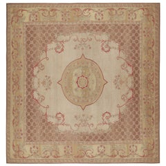 Rug & Kilim’s Aubusson Flatweave Style Rug with Beige Floral Medallion
