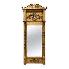 18th - 19th Century French Rococo Style Gilded Pinewood Wall Glass Mirror