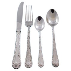 Antique Floral Silverplate Flatware Silverware Service Set Heavy Made in China