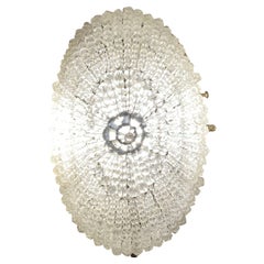 Antique Oval Beaded Crystal Brass Wall Sconce or Ceiling Light