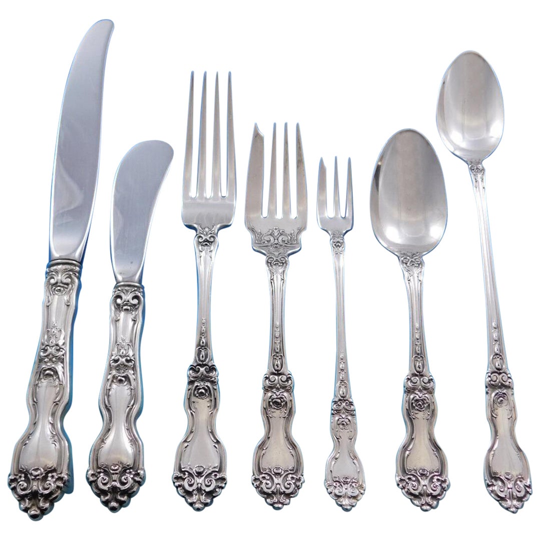 La Reine by Wallace Sterling Silver Flatware Set for 12 Service 87 Pieces For Sale