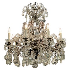 Italian Beaded Crystal and Amethyst Flower Chandelier