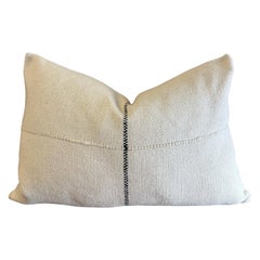 Custom Handmade Wool Pillow with a Black Stripe Includes Down Feather Insert