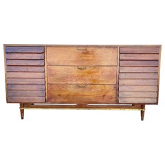 Vintage Mid Century Walnut Louvered Dresser by American of Martinsville