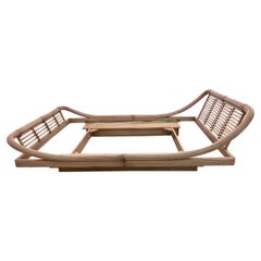 Rare Platform Rattan Bed by Roche Bobois 1980s by Maugrion France