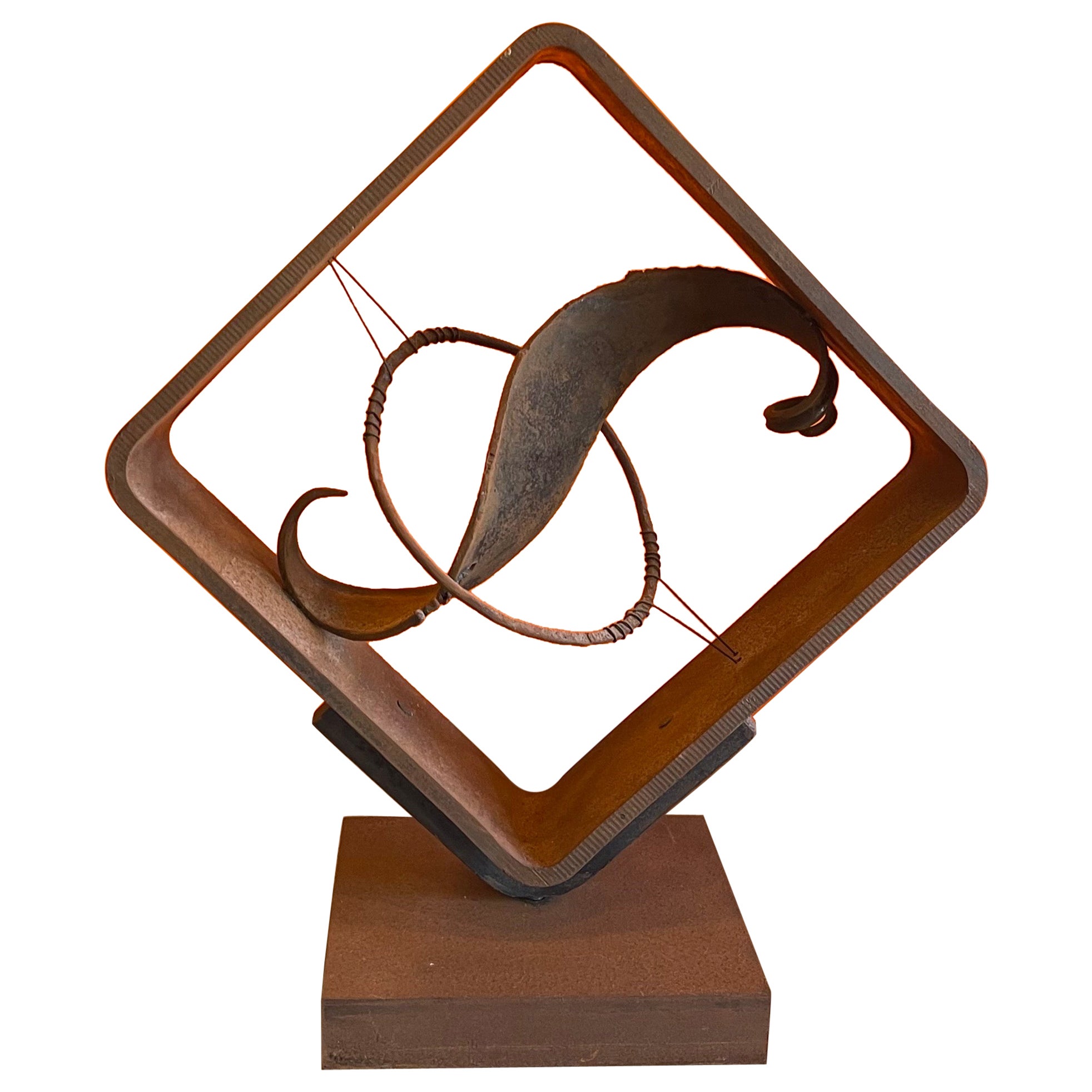 MCM Cut Steel Rotating Abstract Sculpture by James Hubbell For Sale