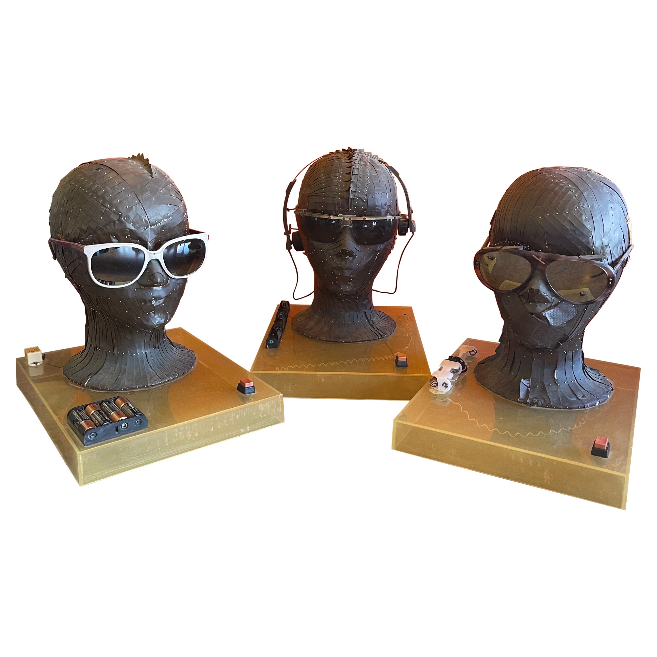 Set of Three "See No, Speak No, Hear No Evil" Steampunk Heads / Sculptures For Sale