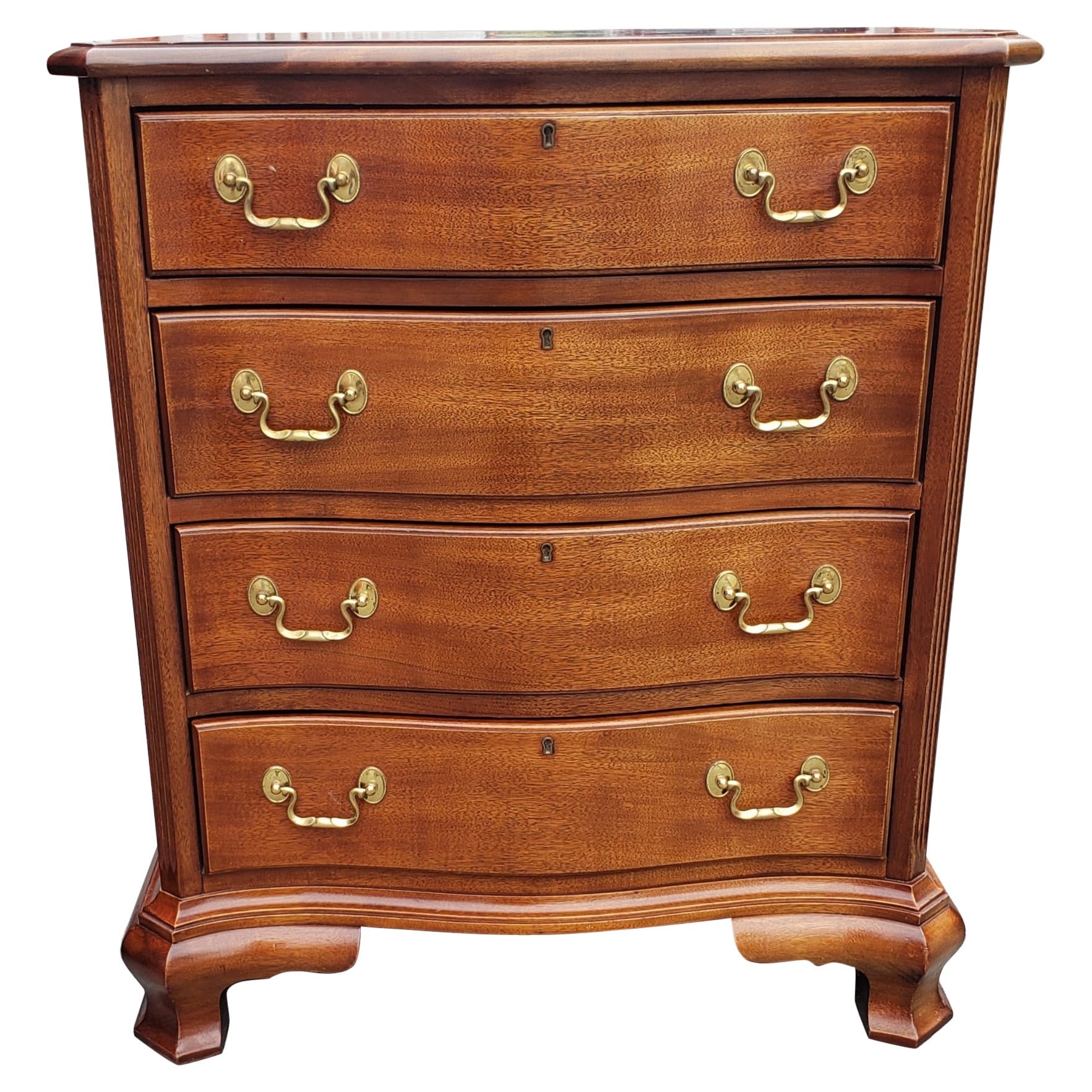 Councill Craftmen Chippendale Mahogany Bedside Chest of Drawer For Sale
