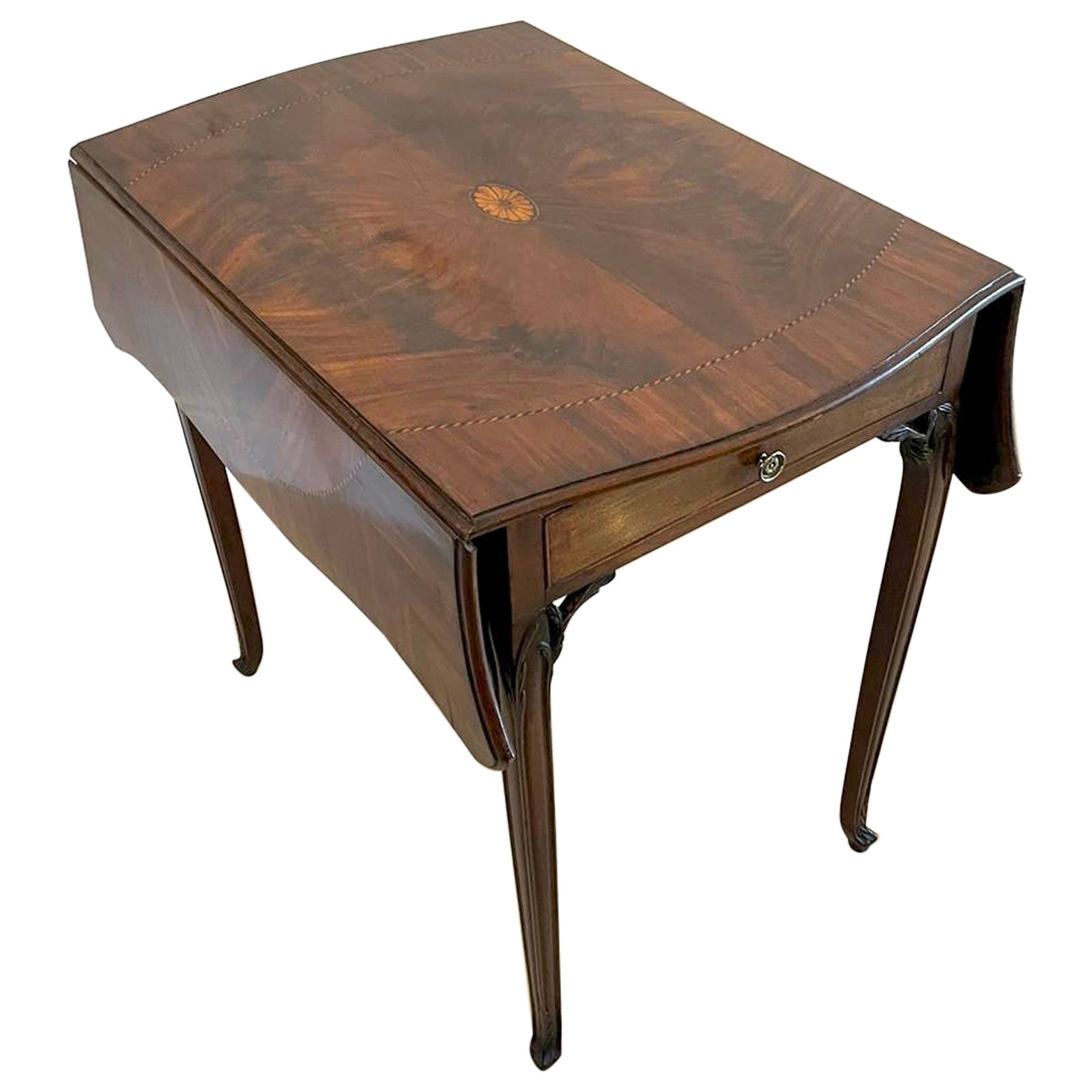 Antique 18th Century George III Quality Mahogany Inlaid Butterfly Pembroke Table For Sale
